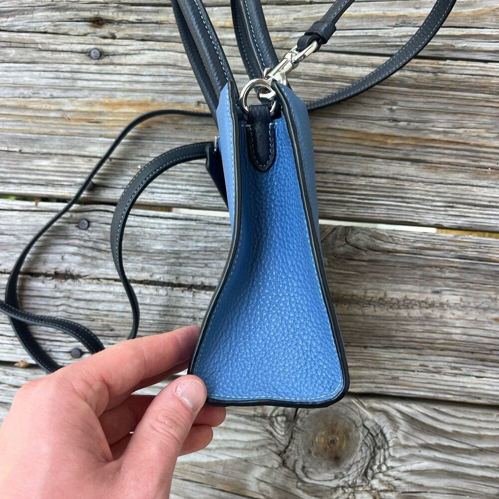 Coach Mini Tote CE598 Blue Pebbled Leather Crossbody Bag Strap - Picture 3 of 7